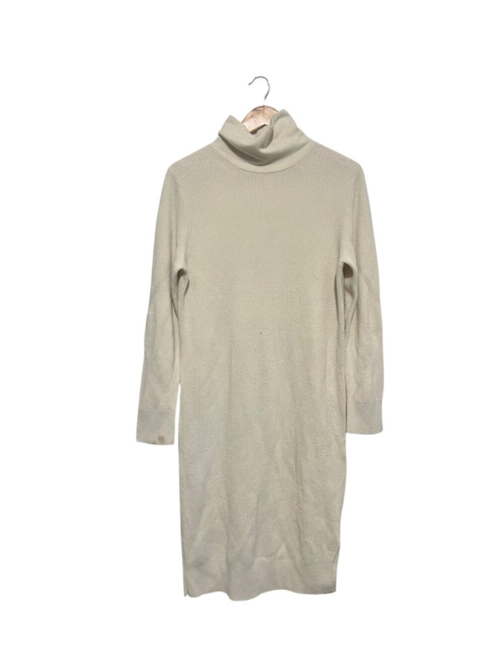 All Saints Roza Jumper Dress Size Large Cream Ribbed Wool Cashmere